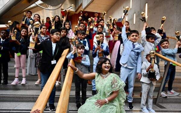 Dr Rashmi Mantri with all the winners at Scottish Parliament