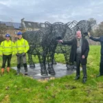 Alfie McDonald Stevie Morgan and Kian Daniels from Heron Bros with Council Leader Owen ODonnell an