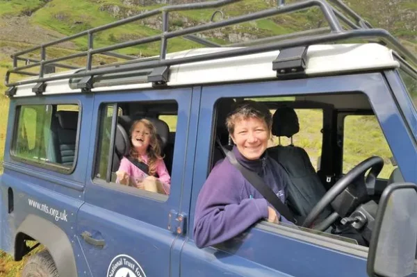 Lindsay Warner with a young visitor on the Land Rover Safari copy