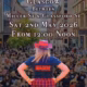 A woman in a red hat and tartan skirt, with “Maggie” on her shirt, stands facing a large crowd on a city street. Event details above read: Argyle St, Glasgow, Sat 2nd May 2026, from 12:00 midday.