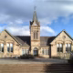Bishopbriggs Library and Community Hub, a sandstone building with a clock tower