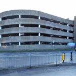 The curved multi-storey car park on Cambridge Street, Glasgow